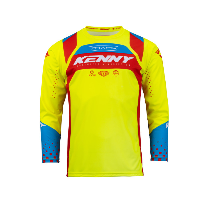 Maillot KENNY track focus rouge/jaune fluo 2023 | Oxmoto
