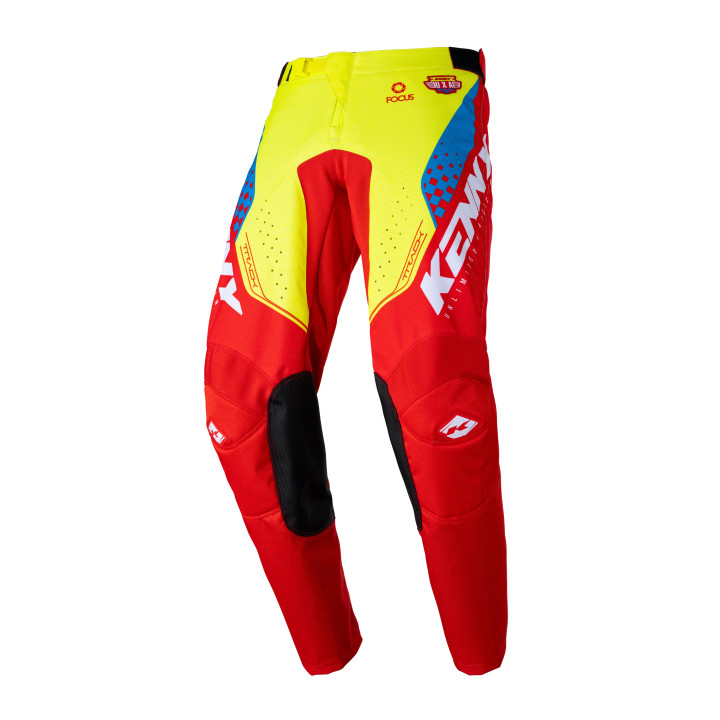 Pantalon KENNY track focus jaune fluo/rouge 2023 | Oxmoto