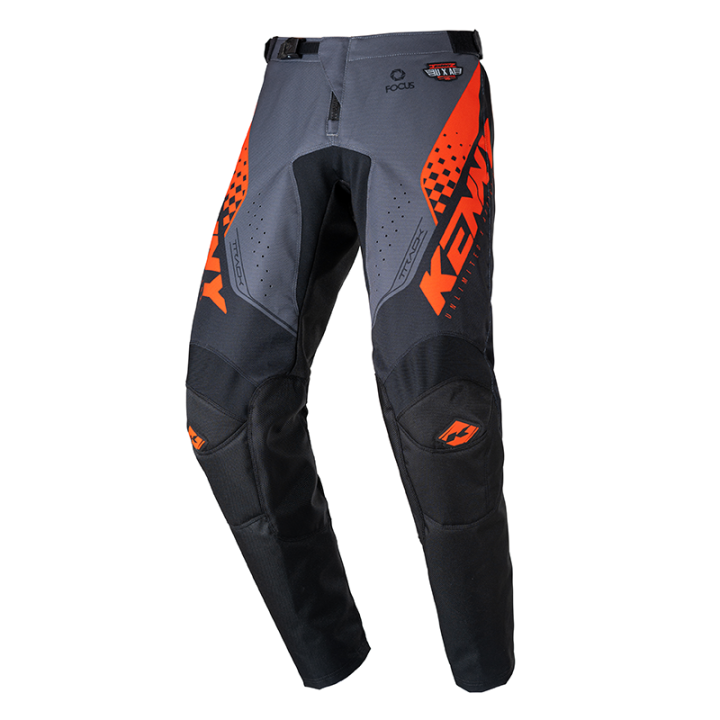 Pantalon enfant KENNY track focus noir/orange 2025 | Oxmoto