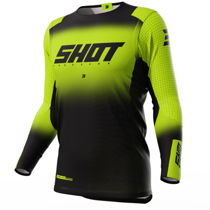 Maillot SHOT aerolite ultima jaune fluo | Oxmoto