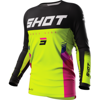 Maillot SHOT contact tracer jaune fluo 2023 | Oxmoto