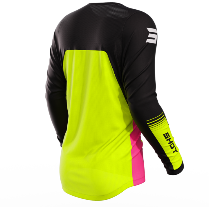 Maillot SHOT contact tracer jaune fluo 2023 | Oxmoto