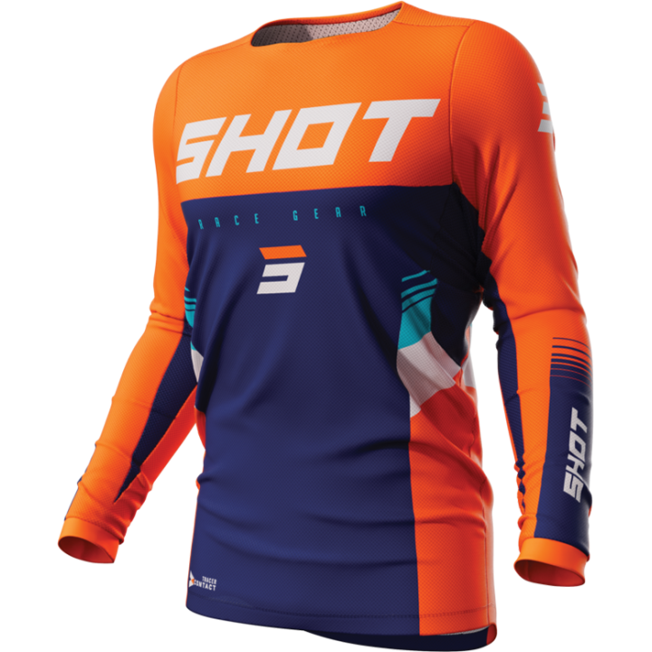 Maillot SHOT contact tracer orange fluo 2023 | Oxmoto