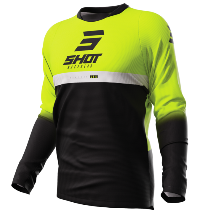 Maillot SHOT devo reflex jaune fluo 2023 | Oxmoto