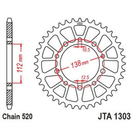 Couronne JT SPROCKETS alu standard - 520 JTA1303.48BLK