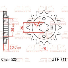 Pignon JT SPROCKETS acier standard - 520 JTF711.13 | Oxmoto