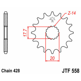 Pignon JT SPROCKETS acier standard - 428 JTF558.16 | Oxmoto