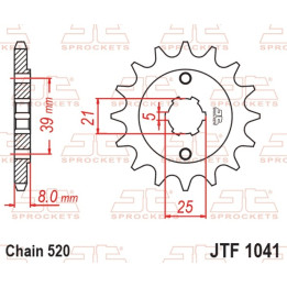 Pignon JT SPROCKETS acier standard - 520 JTF1041.14 | Oxmoto