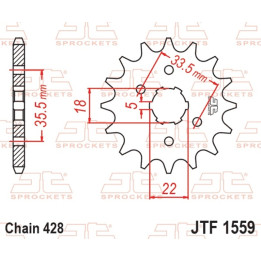 Pignon JT SPROCKETS acier standard - 428 JTF1559.14 | Oxmoto