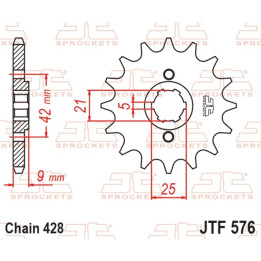 Pignon JT SPROCKETS acier standard - 428 JTF576.19 | Oxmoto