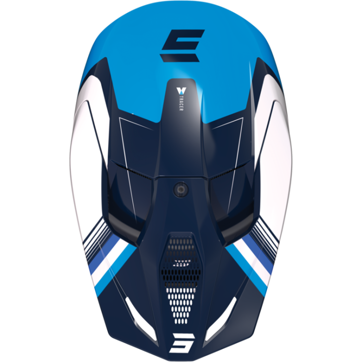 Casque SHOT race tracer bleu/blanc 2023 | Oxmoto