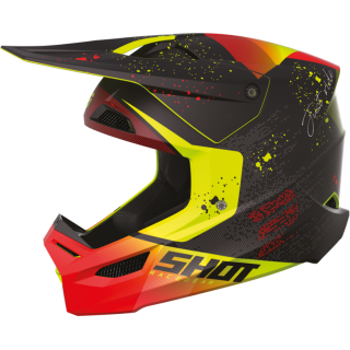 Casque SHOT furious Matrix rouge/jaune/noir 2023 | Oxmoto