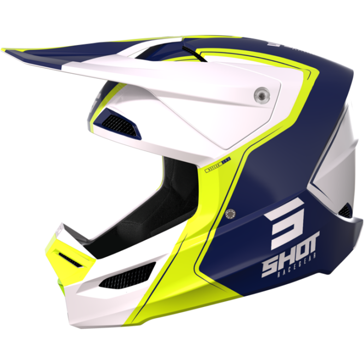Casque SHOT furious reflex bleu/jaune/blanc 2023 | Oxmoto