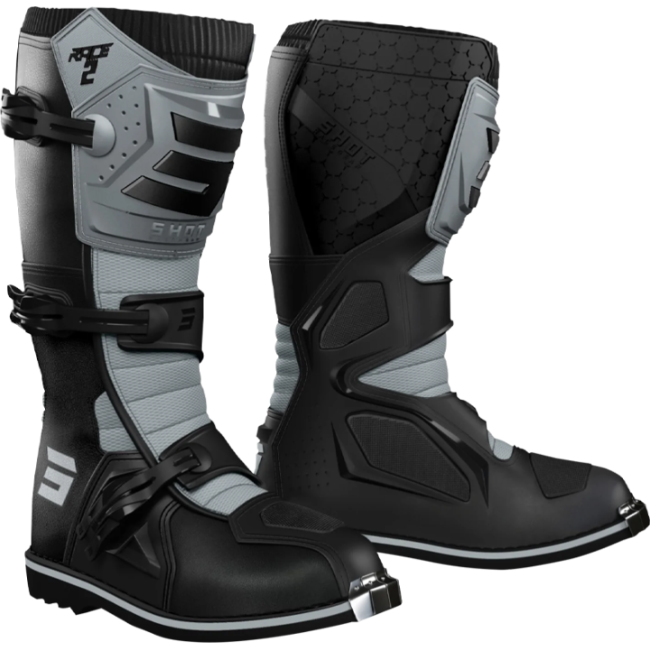 Bottes SHOT race 2 noir/gris 2026 | Oxmoto