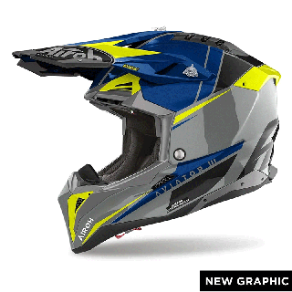 Casque Airoh aviator 3 push bleu 2024 | Oxmoto