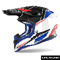 Casque Airoh aviator 3 push bleu/rouge 2024 | Oxmoto