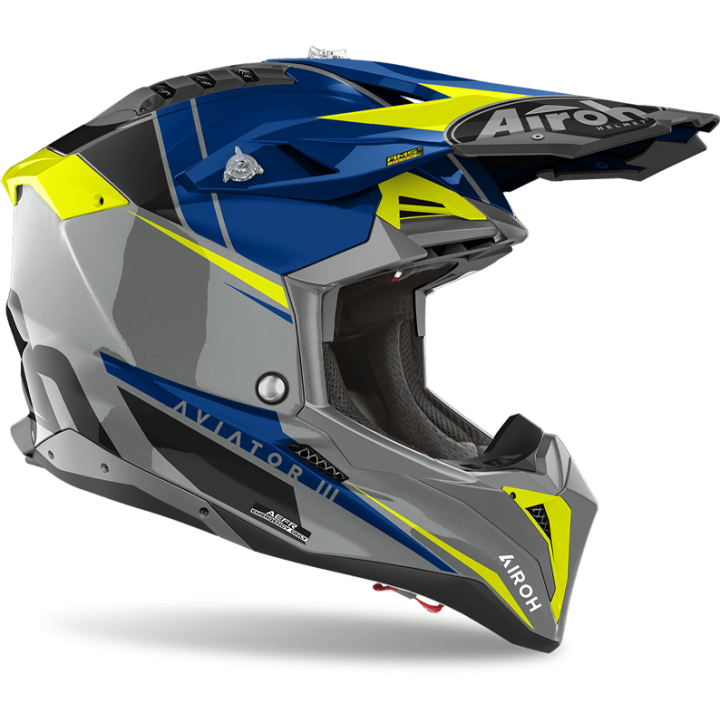Casque Airoh aviator 3 push bleu 2024 | Oxmoto