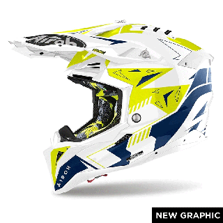 Casque Airoh aviator 3 spin jaune/bleu 2024 | Oxmoto