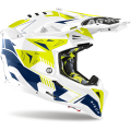 Casque Airoh aviator 3 spin jaune/bleu 2024 | Oxmoto