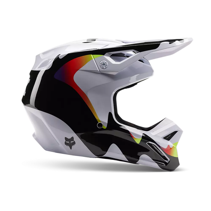 Casque FOX kozmik v1 noir/blanc 2023 | Oxmoto