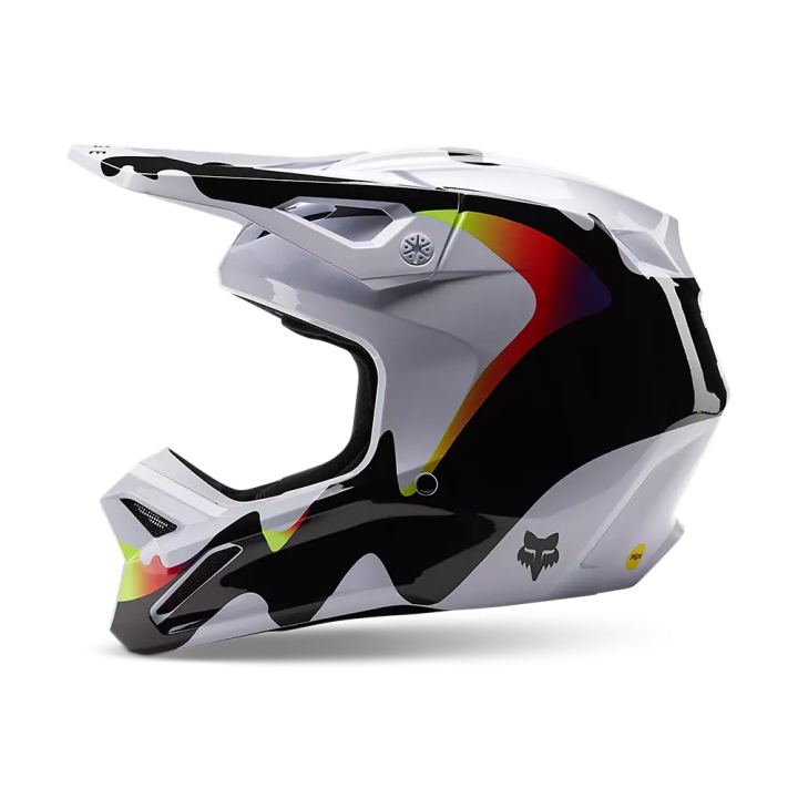 Casque FOX kozmik v1 noir/blanc 2023 | Oxmoto