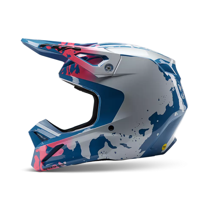 Casque FOX morphic v1 bleu/blanc/rose 2023 | Oxmoto