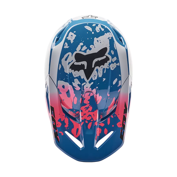 Casque FOX morphic v1 bleu/blanc/rose 2023 | Oxmoto