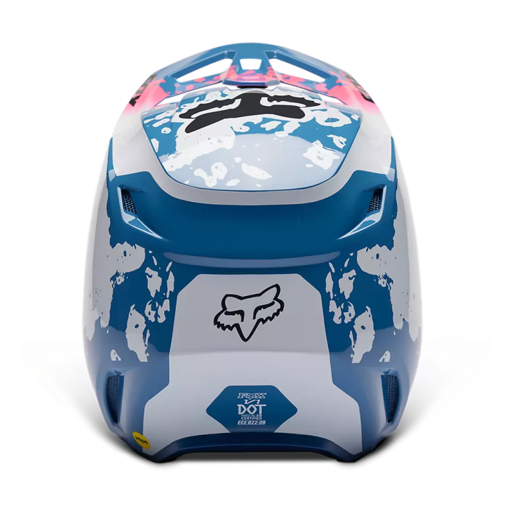 Casque FOX morphic v1 bleu/blanc/rose 2023 | Oxmoto