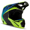 Casque FOX v1 streak noir/jaune/bleu 2024 | Oxmoto