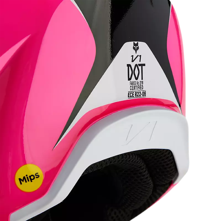 Casque FOX v1 nitro noir/rose 2024 | Oxmoto