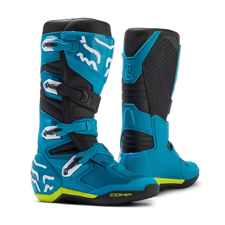 Bottes FOX comp bleu/jaune 2024 | Oxmoto