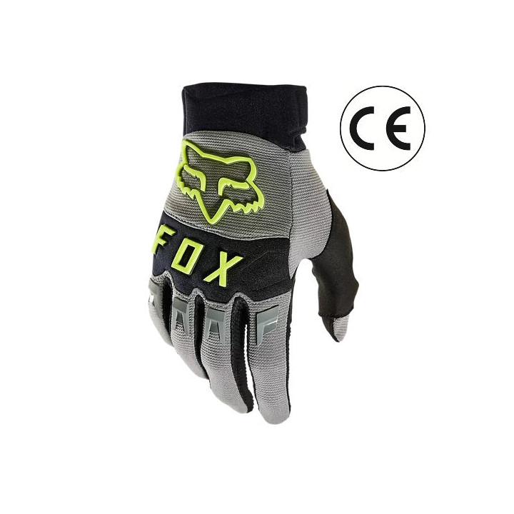 Gants FOX dirtpaw gris/jaune 2024 - homologué ce | Oxmoto
