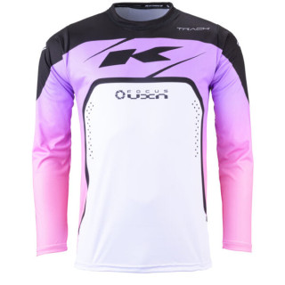 Maillot KENNY track focus blanc/rose 2024 | Oxmoto