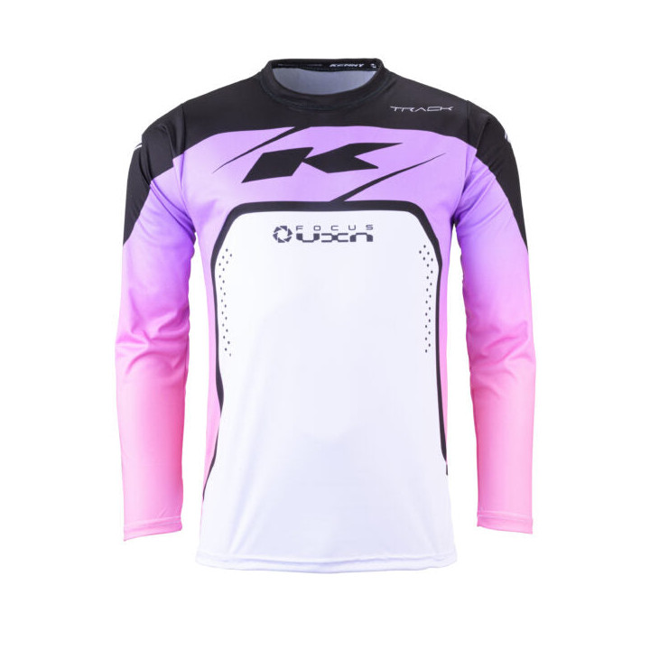 Maillot KENNY track focus blanc/rose 2024 | Oxmoto