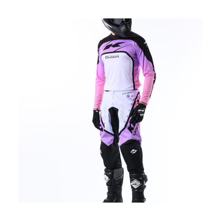 Maillot KENNY track focus blanc/rose 2024 | Oxmoto