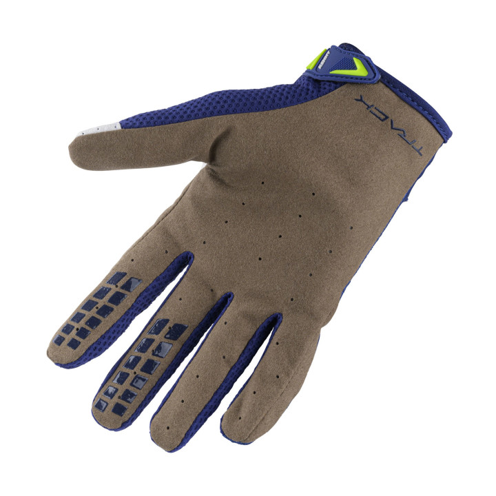 Gants KENNY track navy/jaune fluo 2024 | Oxmoto