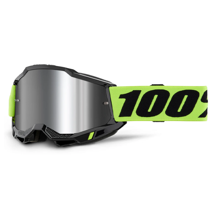 Lunettes 100% accuri 2 jaune fluo iridium argent | Oxmoto