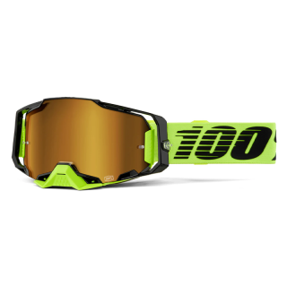 Lunettes 100% armega jaune fluo iridium or | Oxmoto