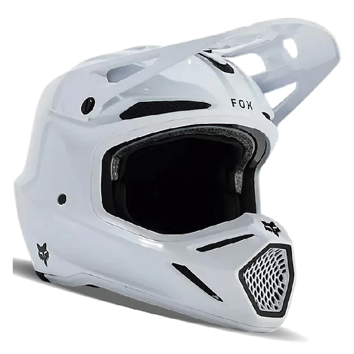 Casque FOX v3 rs carbon solid blanc 2025 | Oxmoto