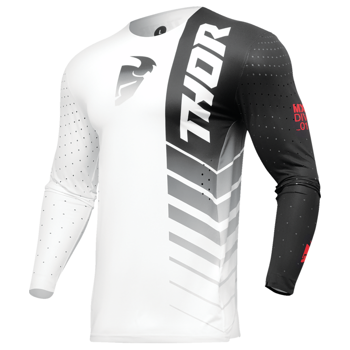 Maillot Thor prime analog noir/blanc 2024 | Oxmoto