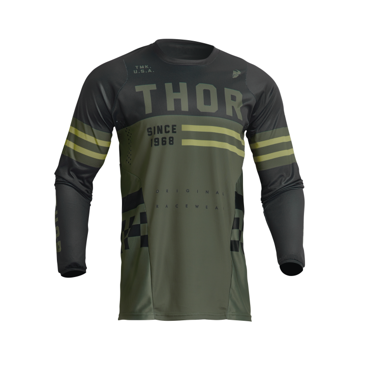 Maillot enfant Thor pulse combat army/noir 2024 | Oxmoto
