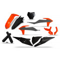 Kit plastiques UFO noir/gris/orange fluo - KTM | Oxmoto