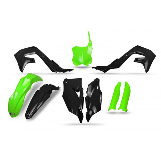 Kit plastiques UFO noir/vert fluo - Kawasaki | Oxmoto