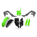 Kit plastiques UFO noir/gris/vert fluo Kawasaki | Oxmoto