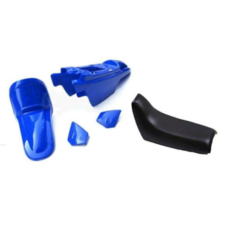 Kit plastique ART couleur origine bleu avec selle complète noire Yamaha pw50