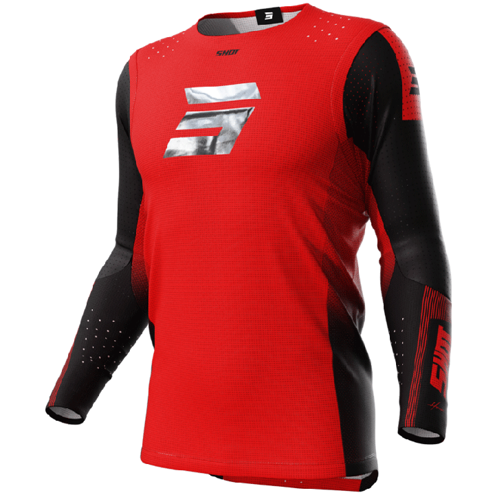Maillot SHOT aerolite honor rouge/chrome 2024 | Oxmoto
