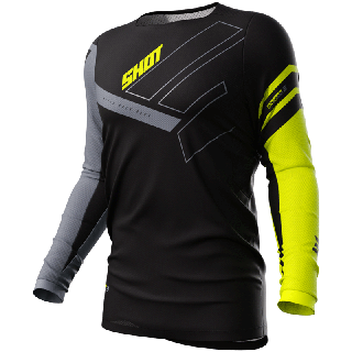 Maillot SHOT contact rush noir/jaune 2024 | Oxmoto