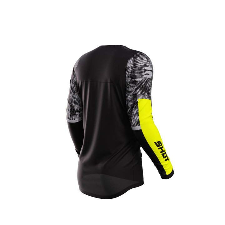 Maillot SHOT contact patrol noir/jaune 2024 | Oxmoto