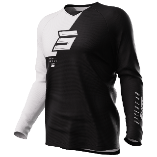 Maillot SHOT raw squad noir/blanc 2024 | Oxmoto