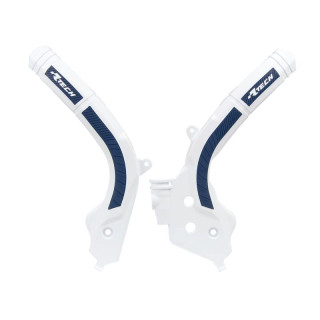 Protège cadre Ractech bi-matières blanc/bleu | Oxmoto